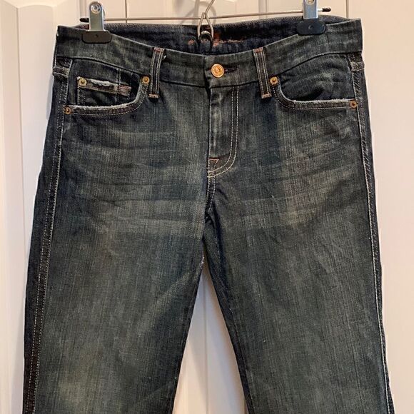 7 For All Mankind A Pocket Flare Distressed Jeans size 28‎ - Picture 2 of 9